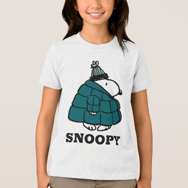 Camiseta Amendoins | Jaqueta Puffer de inverno de Snoopy (Frente)