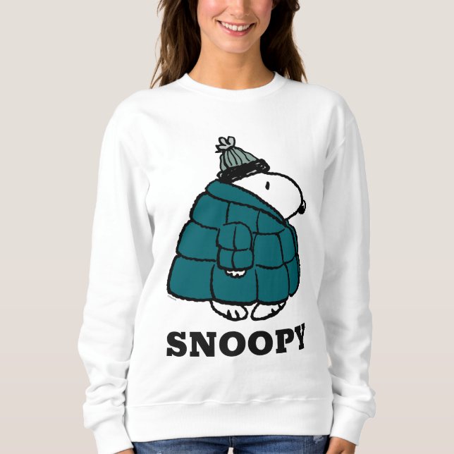 Camiseta Amendoins | Jaqueta Puffer de inverno de Snoopy (Frente)