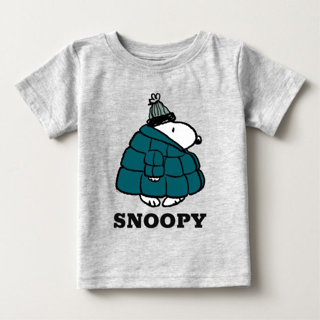 Camiseta Amendoins | Jaqueta Puffer de inverno de Snoopy (Frente)