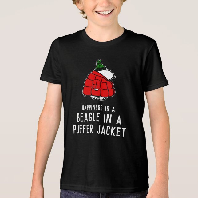 Camiseta Amendoins | Jaqueta Snoopy Red Puffer (Frente)