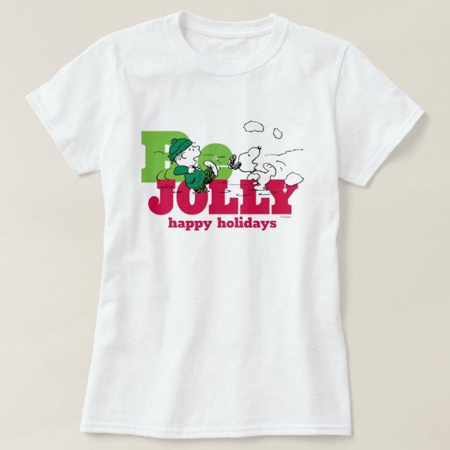 Camiseta Amendoins | Linus & Snoopy Be Jolly (Frente do Design)