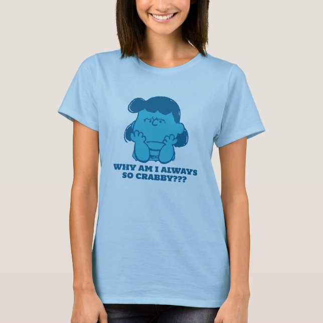 Camiseta Amendoins Lucy Quem diz que sou Crabby? (Frente)