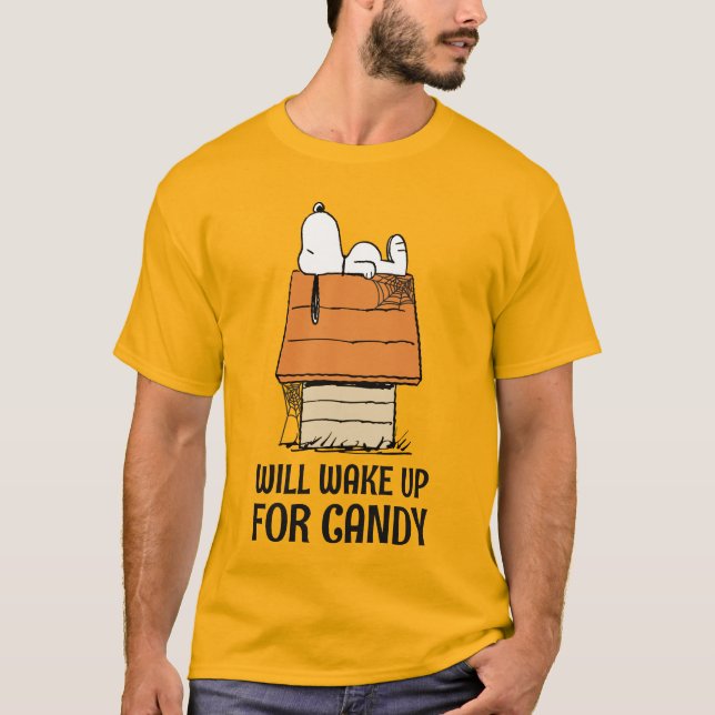 Camiseta Amendoins | O Snoopy Vai Acordar Para O Doces (Frente)