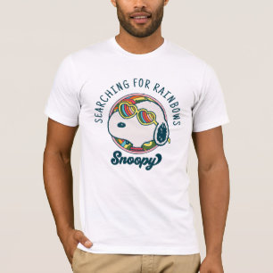 Camiseta Amendoins   Óculos de sol do arco-íris esnoopia