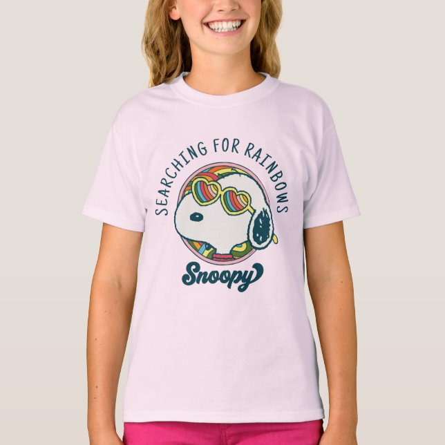 Camiseta Amendoins | Óculos de sol do arco-íris esnoopia (Frente)