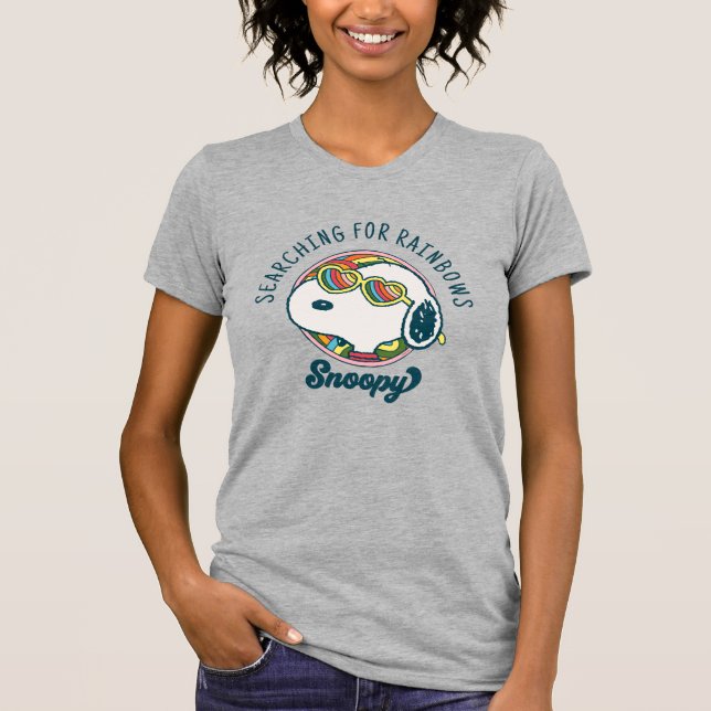 Camiseta Amendoins | Óculos de sol do arco-íris esnoopia (Frente)