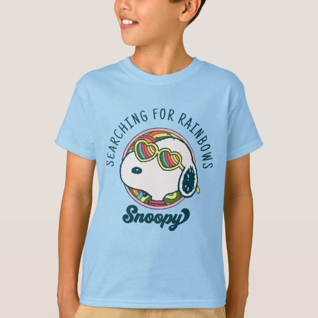 Camiseta Amendoins | Óculos de sol do arco-íris esnoopia (Frente)