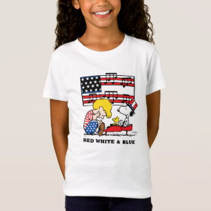 Camiseta Amendoins   Patriótico Schroeder, Woodstock & Snoo