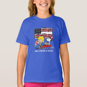 Camiseta Amendoins   Patriótico Schroeder, Woodstock & Snoo