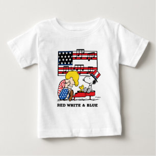 Camiseta Amendoins Patriótico Schroeder, Woodstock & Snoo