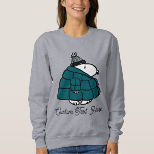 Camiseta Amendoins Snoopy Casaco Puffer de Inverno