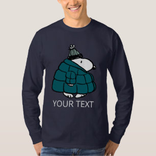 Camiseta Amendoins Snoopy Casaco Puffer de Inverno