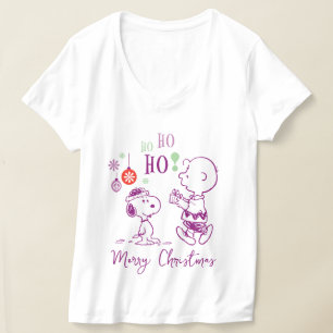 Camiseta Amendoins   Snoopy & Charlie Brown Ho Ho Ho Ho