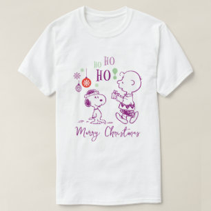 Camiseta Amendoins   Snoopy & Charlie Brown Ho Ho Ho Ho
