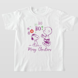 Camiseta Amendoins   Snoopy & Charlie Brown Ho Ho Ho Ho