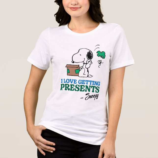 Camiseta Amendoins | Snoopy I Love Getting Present (Frente)