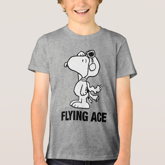 Camiseta Amendoins| Snoopy o Ace voador BW (Frente)