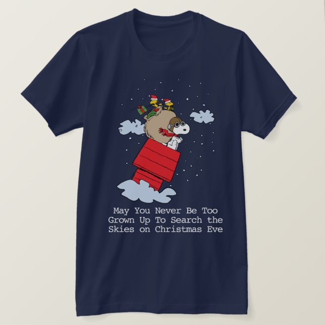 Camiseta Amendoins | Snoopy, o Ace Voador no Natal (Frente do Design)