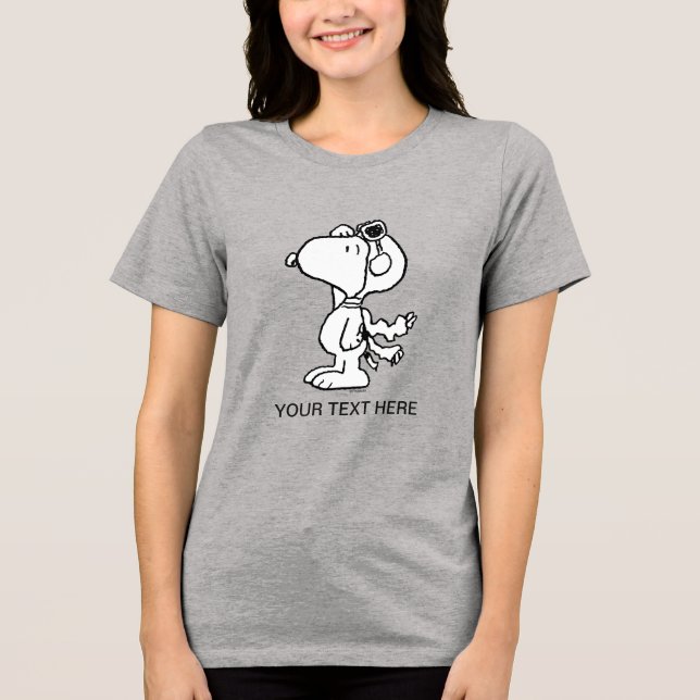 Camiseta Amendoins | Snoopy o Ás Voador BW (Frente)