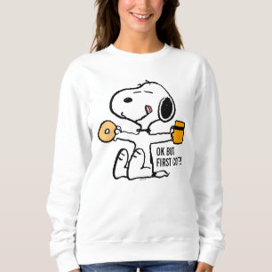 Camiseta Amendoins Snoopy OK Mas Primeiro Café