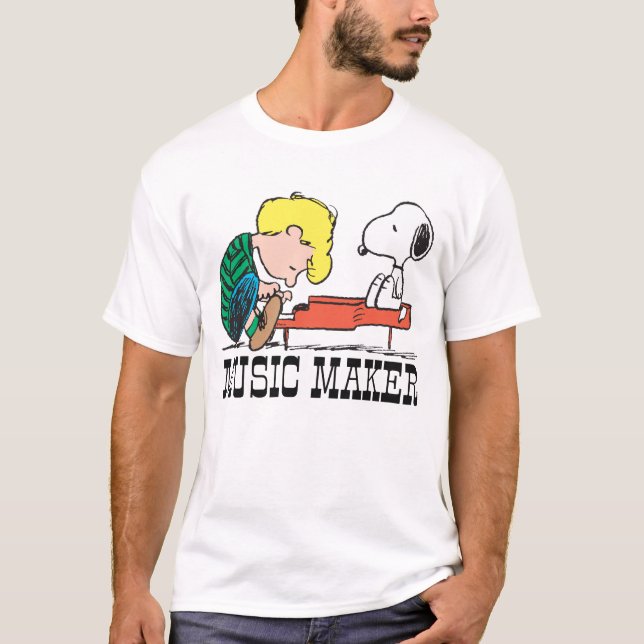 Camiseta Amendoins | Snoopy & Schroeder no Piano (Frente)