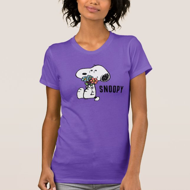 Camiseta Amendoins | Snoopy Stop & Smell the Flowers (Frente)