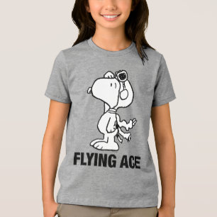 Camiseta Amendoins Snoopy the Flying Ace BW