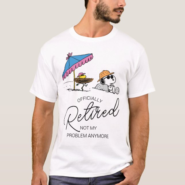 Camiseta Amendoins | Snoopy & Woodstock Beach Estou aposent (Frente)