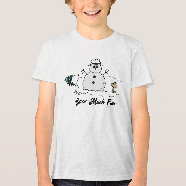 Camiseta Amendoins | Snoopy & Woodstock Construir Um Neve (Frente)