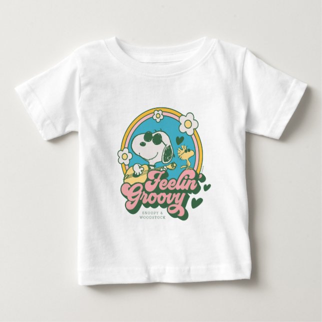 Camiseta Amendoins | Snoopy & Woodstock Feelin' Groovy (Frente)