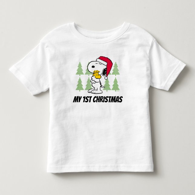 Camiseta Amendoins | Snoopy & Woodstock Santa Claus Hug (Frente)