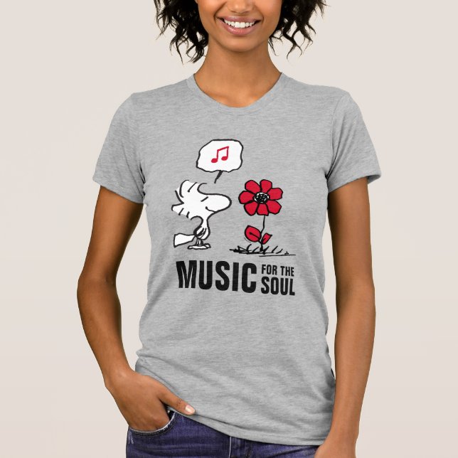 Camiseta Amendoins | Woodstock Cheirando as flores (Frente)
