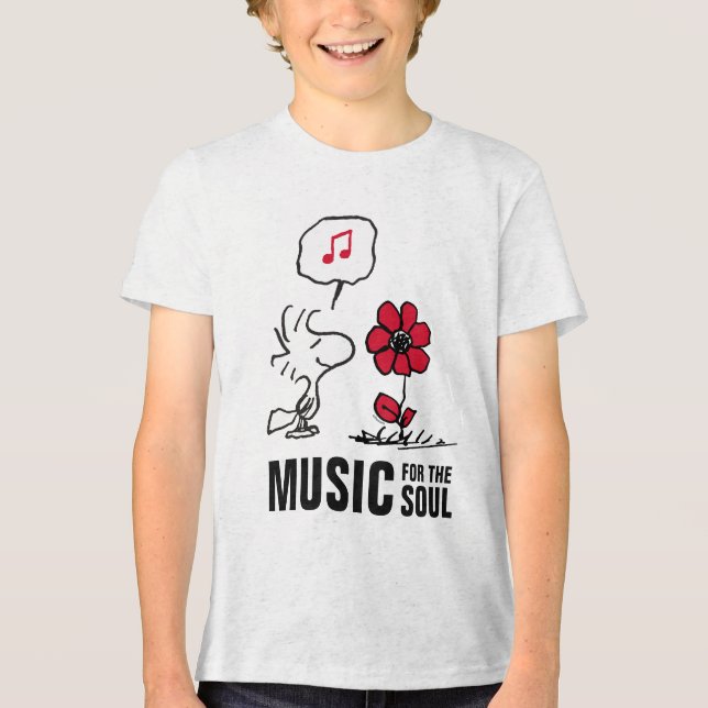 Camiseta Amendoins | Woodstock Cheirando as flores (Frente)
