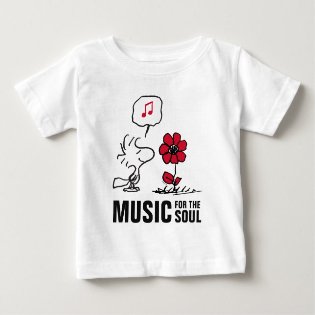 Camiseta Amendoins | Woodstock Cheirando as flores (Frente)