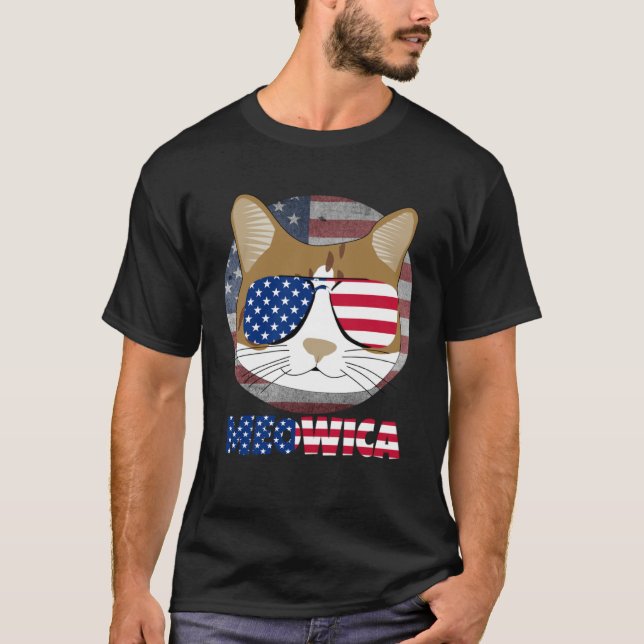 Camiseta Ameowica  Cat American Meow Kitty Cute Kitten (Frente)