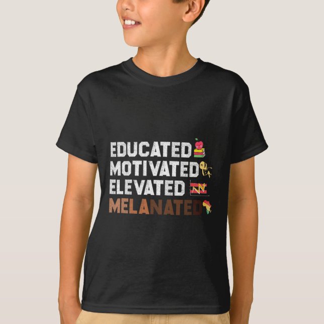 Camiseta Ámer Africano Melanizado Elevado E Educado (Frente)