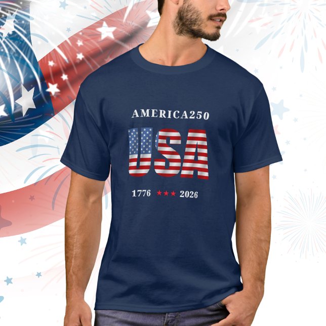 Camiseta AMÉRICA250 1776-2026 Celebração (AMERICA250 1776-2026 Celebration T-Shirt - Mens Red White and Blue)