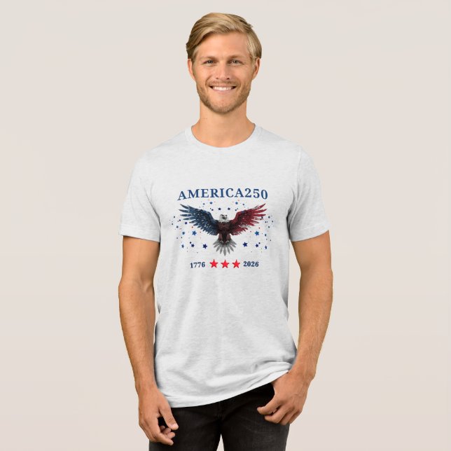 Camiseta AMÉRICA250 Dia da Independência 1776 - 2026 (Frente Completa)
