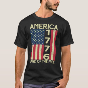 Camiseta América 1776 Land Of The Free USA Flag 4 De Julho