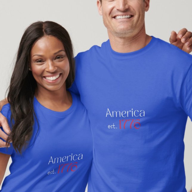 Camiseta America 250 Birthday est 1776 Typography Blue (Criador carregado)