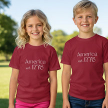 America 250 Birthday est 1776 Typography Red Girls