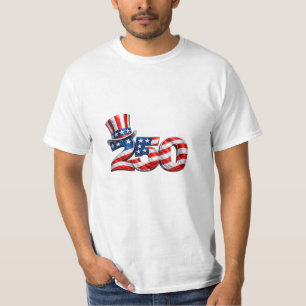 Camiseta América 250 Chapéu do Tio Sam Patriótico