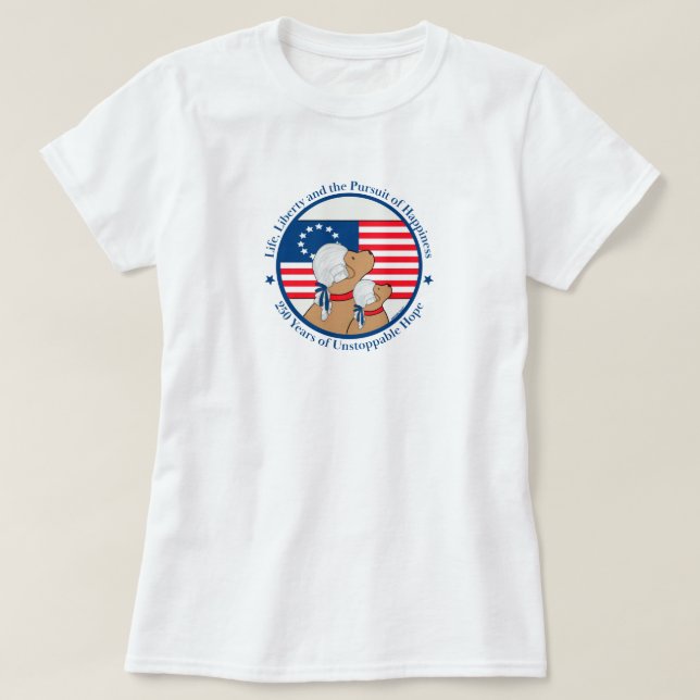 Camiseta America 250 Year Founding Fathers Sh Sleeve Women (Frente do Design)