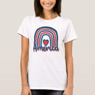 Camiseta América 4 de julho Celebração Rainbow EUA