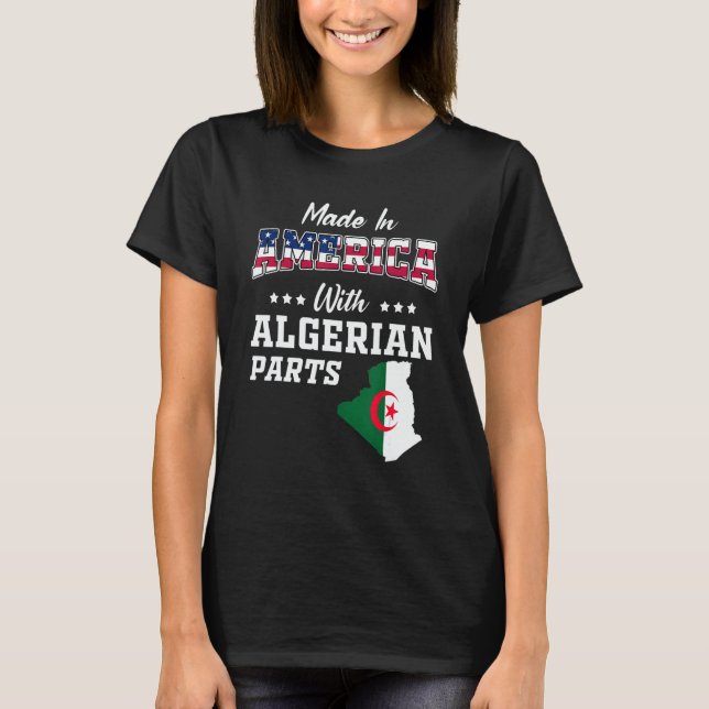 Camiseta America Algerian Parts Algeria Map USA Flag Ancest (Frente)