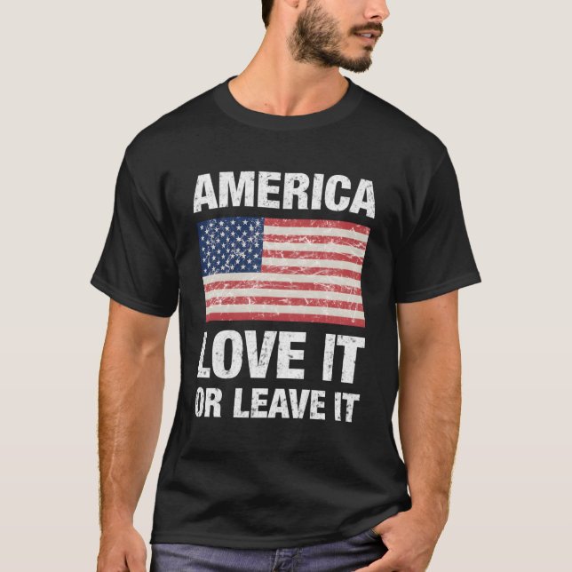 Camiseta América Ame Ou Deixe Com Nossa Bandeira (Frente)