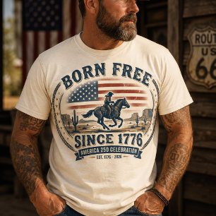 Camiseta América Aniversário de 250 anos Cowboy Vintage