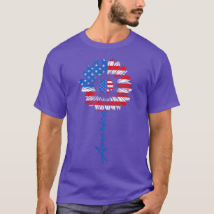 Camiseta América Bandeira de Girassol 4 de julho Patriótico