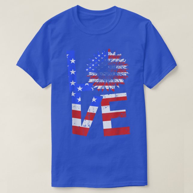 Camiseta América bandeira girassol amor por 4 de julho c (Frente do Design)