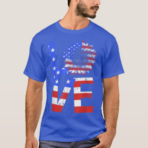 Camiseta América bandeira girassol amor por 4 de julho c